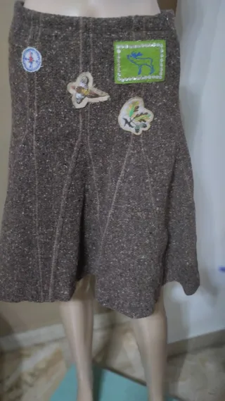 Gonna invernale donna marrone con patch