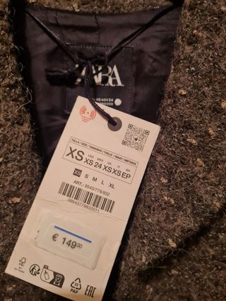 Abrigo Zara Gris Talla XS
