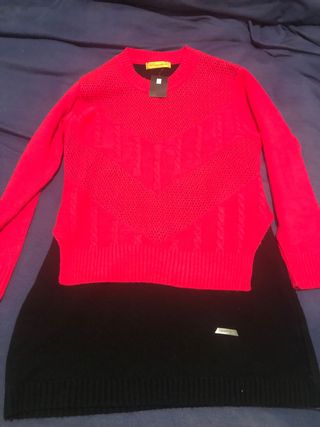 Vestido punto Rosa intenso y negro Talla S/M