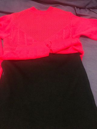 Vestido punto Rosa intenso y negro Talla S/M