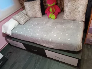 Estructura Cama 105 + Estantería Madera