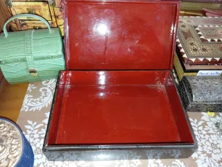 Caja joyero artesanal madera lacada flores