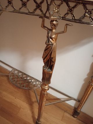 Consola Mármol y Metal Dorada