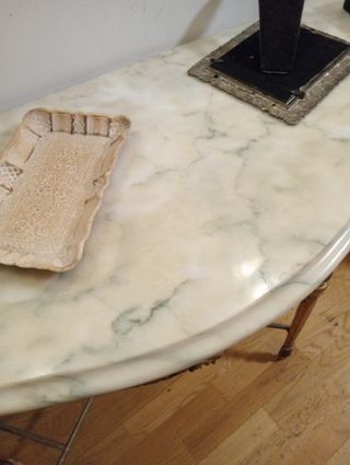 Consola Mármol y Metal Dorada