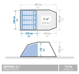 Tienda de campaña Arpenaz 4.1 Fresh&Black