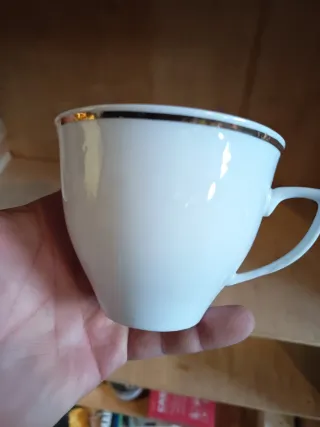 Set 4 Tazze e Piattini Porcellana Oro