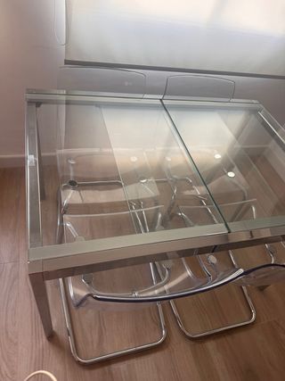 Mesa y sillas Ikea metal y cristal