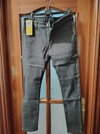 Pantalón vaquero térmico invierno mujer gris