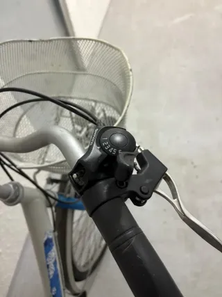 Bicicleta de paseo blanca con cesta