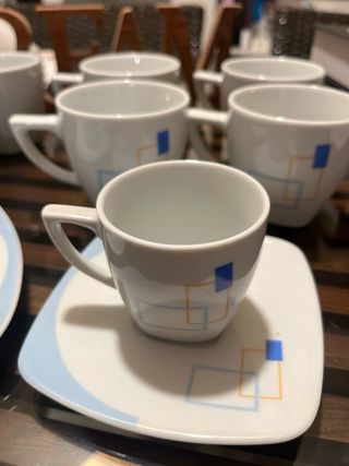 Juego de café porcelana azul y blanco