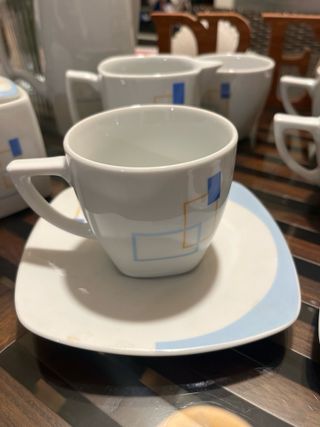 Juego de café porcelana azul y blanco