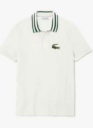 Polo Lacoste Blanco Rayas Verdes