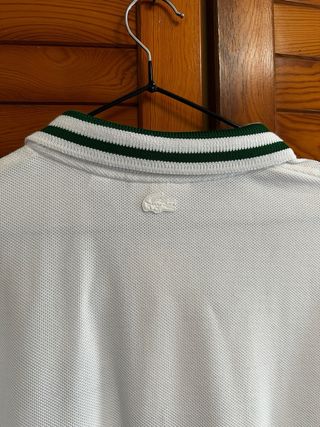 Polo Lacoste Blanco Rayas Verdes