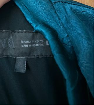 Vestido fiesta Zara verdeazulado talla M