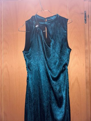 Vestido fiesta Zara verdeazulado talla M
