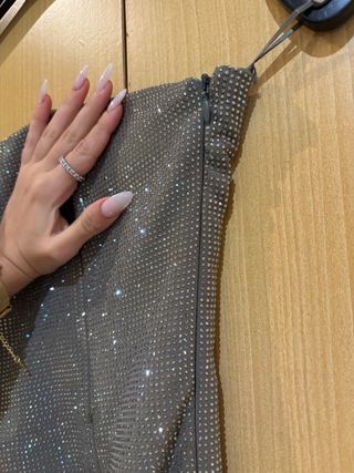 Vestido Zara plateado con brillos