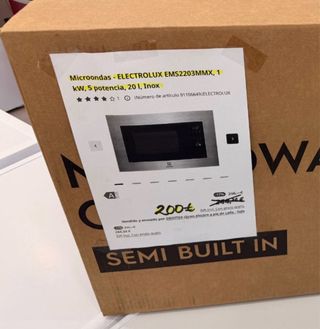 MICROONDAS ELECTROLUX INTEGRABLE (NUEVO EN CAJA)