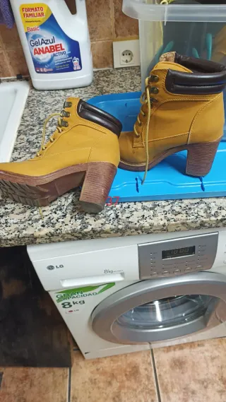 Sandalias cuña beige y azul talla 37