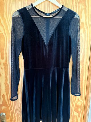 Vestido fiesta terciopelo y encaje negro M