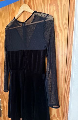 Vestido fiesta terciopelo y encaje negro M