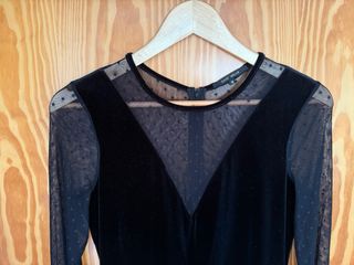 Vestido fiesta terciopelo y encaje negro M