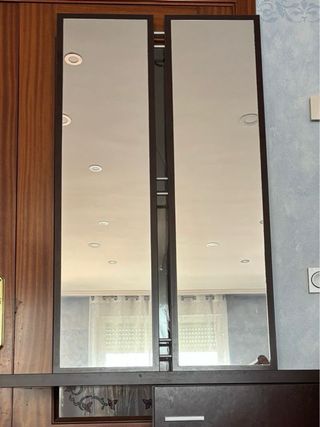 Espejo doble marrón madera y cristal