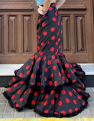 Falda de flamenca lunares roja y negra T.36/38