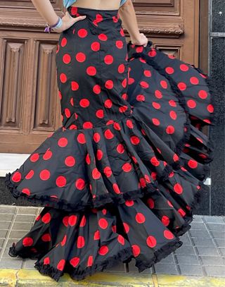 Falda de flamenca lunares roja y negra T.36/38