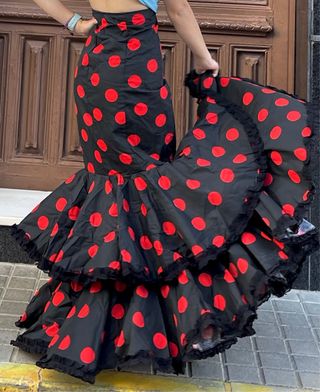 Falda de flamenca lunares roja y negra T.36/38