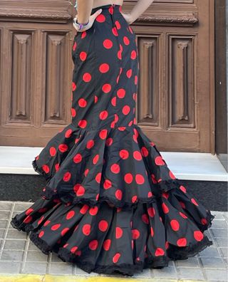 Falda de flamenca lunares roja y negra T.36/38