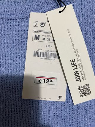 Camiseta Zara manga larga azul Talla M
