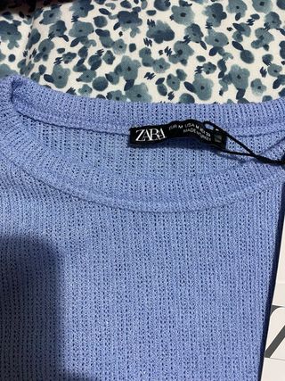 Camiseta Zara manga larga azul Talla M