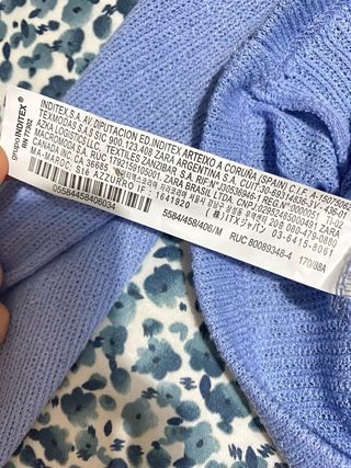 Camiseta Zara manga larga azul Talla M