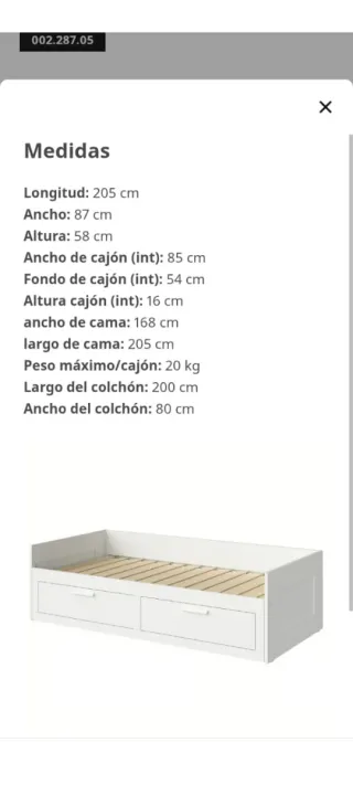 Cama blanca extensible IKEA con cajones