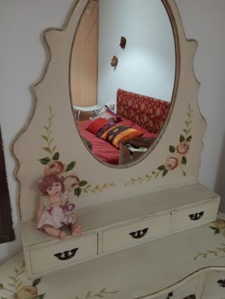 Consola tocador vintage con espejo