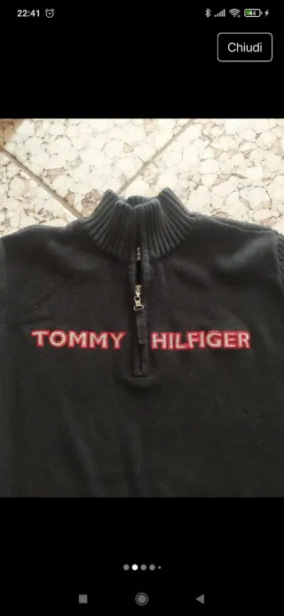 Maglione Tommy Hilfiger donna mezza zip nero Y2K