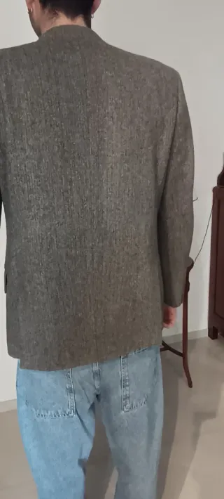 Giacca uomo grigia spigato con bottoni vintage