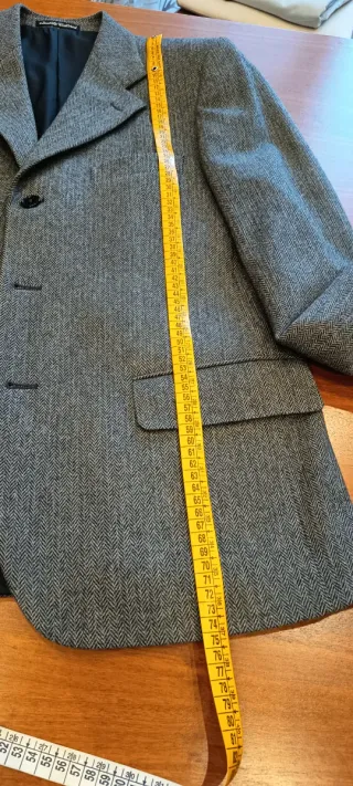 Giacca uomo grigia spigato con bottoni vintage