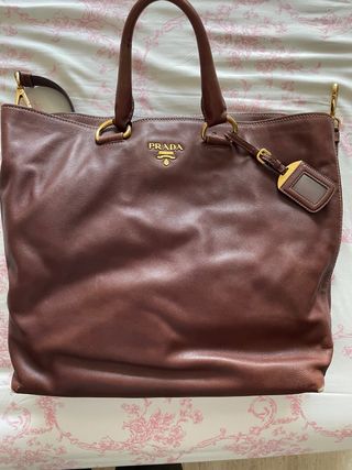 Bolso Prada Piel Marrón Asa y Bandolera