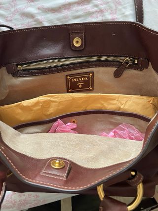 Bolso Prada Piel Marrón Asa y Bandolera