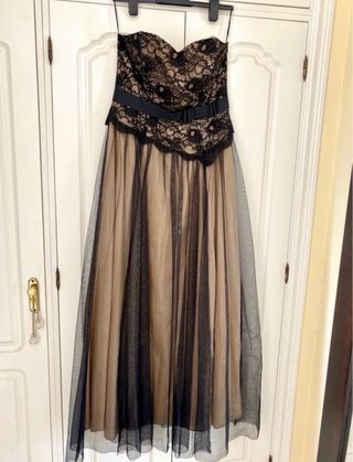 Vestido de fiesta largo encaje y tul