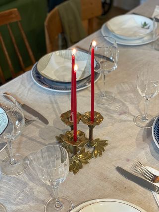 Candelabro metal antiguo 3 velas