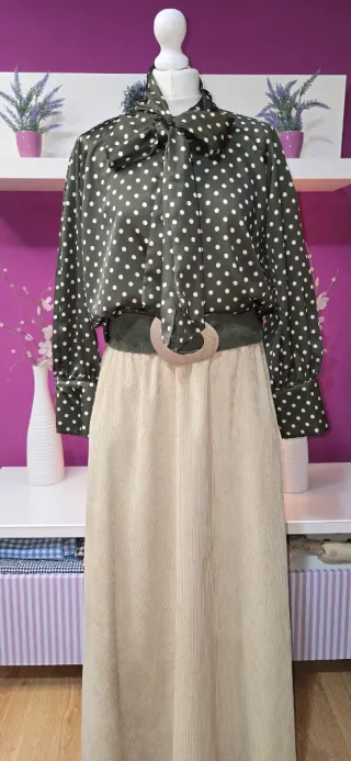 Blusa verde lunares coquette lazo talla única