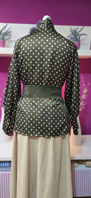 Blusa verde lunares coquette lazo talla única