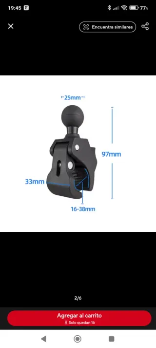 Abrazadera para moto/bici con bola nueva.