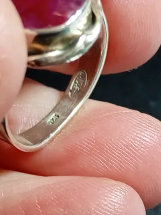 Anillo Plata Ley Piedra Rubí facetado