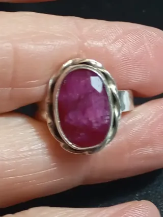 Anillo Plata Ley Piedra Rubí facetado