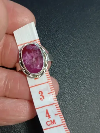 Anillo Plata Ley Piedra Rubí facetado