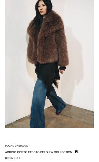 Abrigo corto efecto pelo zw coleccion zara