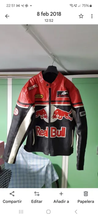 Cazadora Moto Cuero Red Bull Talla XL